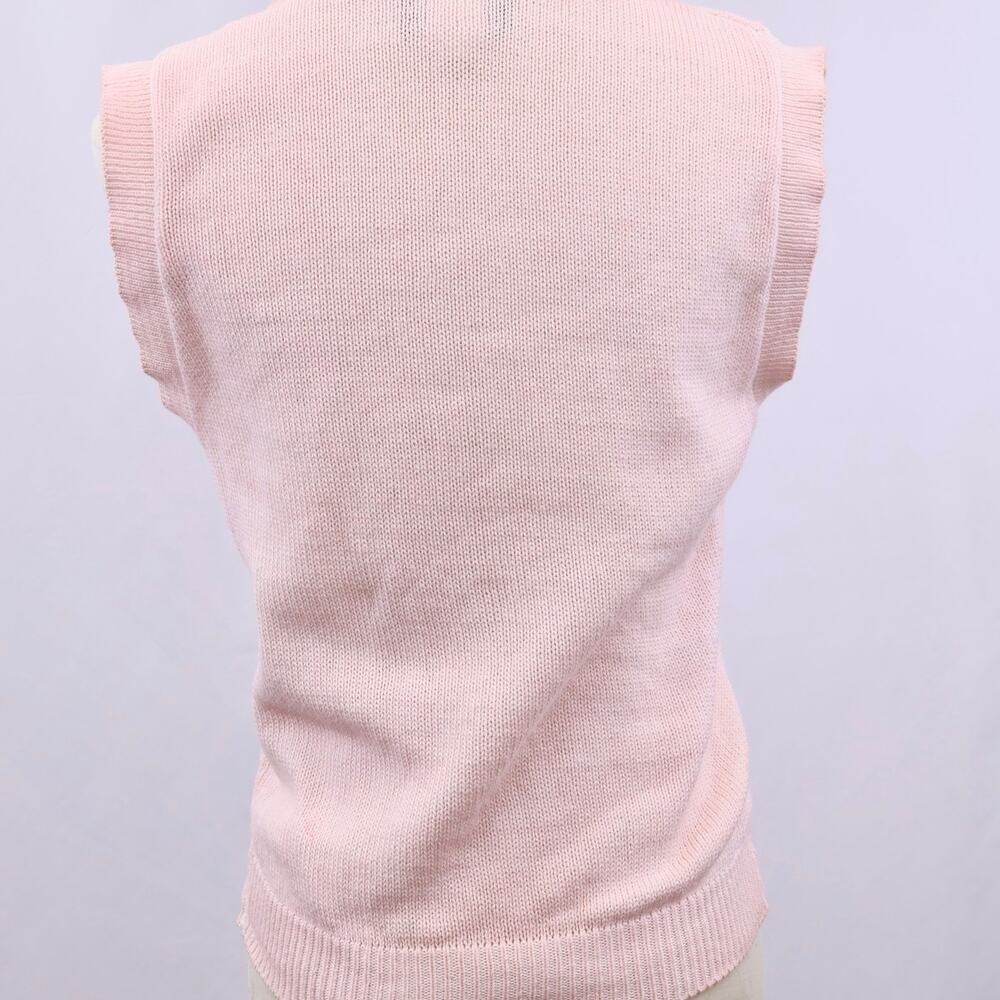 Vintage Carriage Court Pink Cable Knit Sweater Vest USA Made 100% Cotton Small - Picture 3 of 6